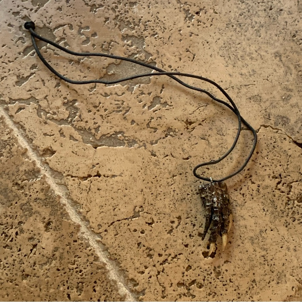 Vintage 90s Mini Alligator Hand Necklace